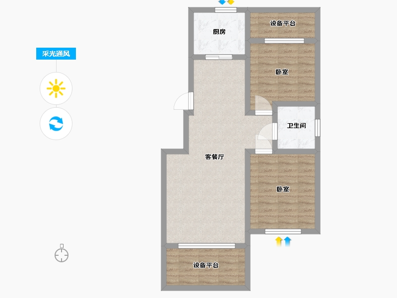 辽宁省-盘锦市-总部生态城·泰郡三期-72.00-户型库-采光通风