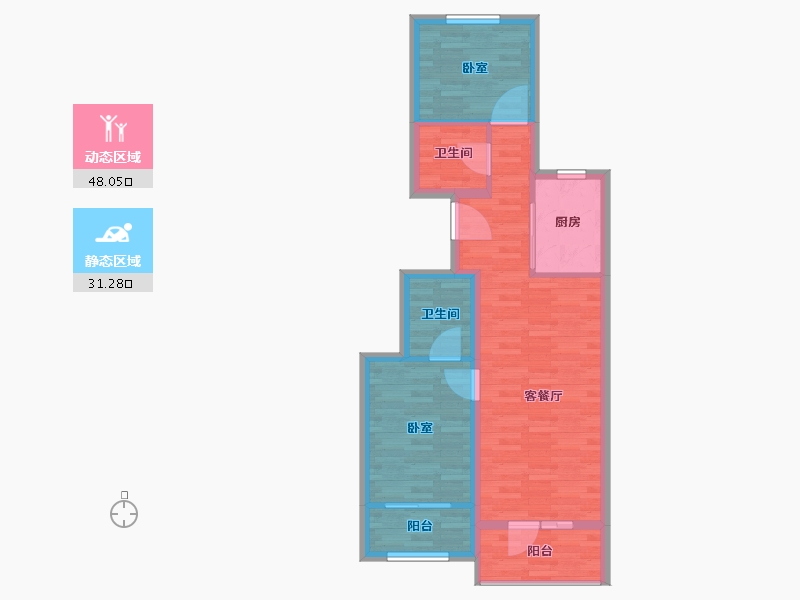 河北省-保定市-白石山居茂华园-71.00-户型库-动静分区