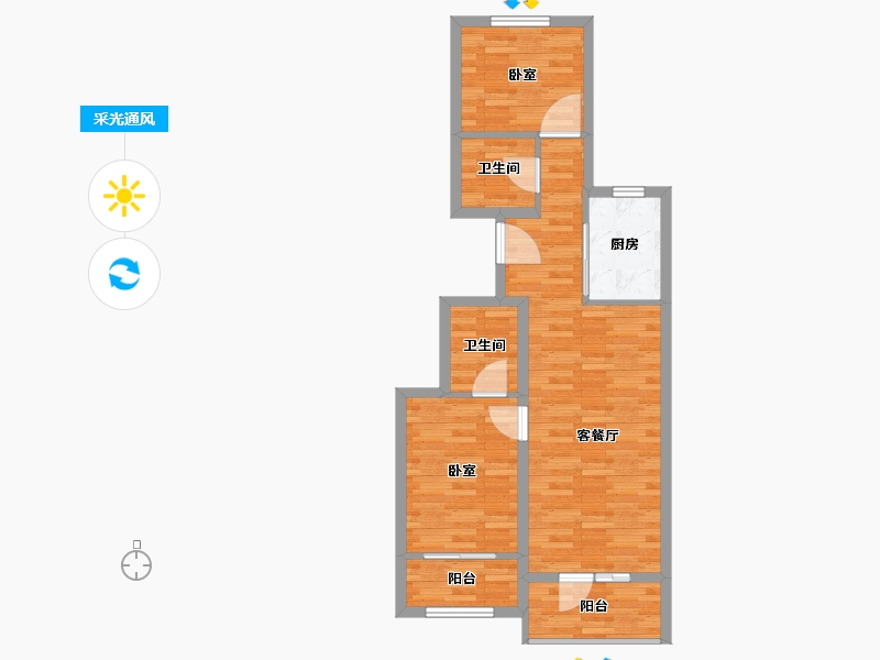 河北省-保定市-白石山居茂华园-71.00-户型库-采光通风