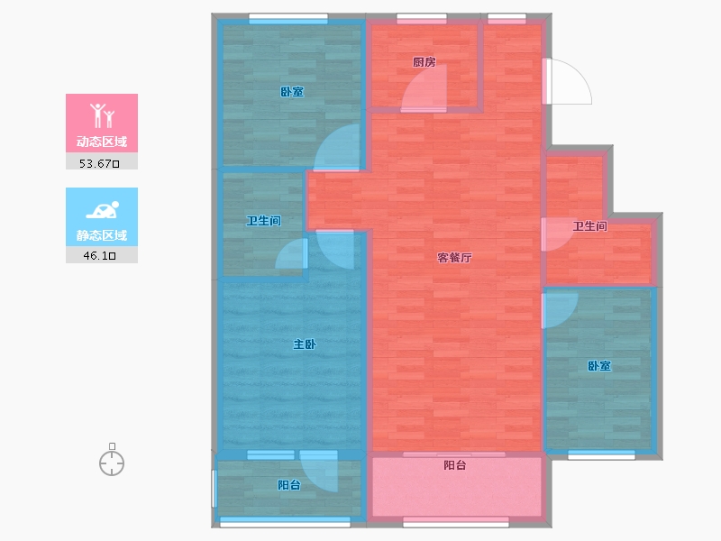 河北省-保定市-白石山居茂华园-89.95-户型库-动静分区