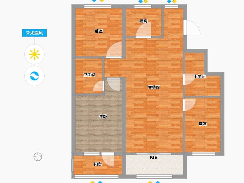 河北省-保定市-白石山居茂华园-89.95-户型库-采光通风