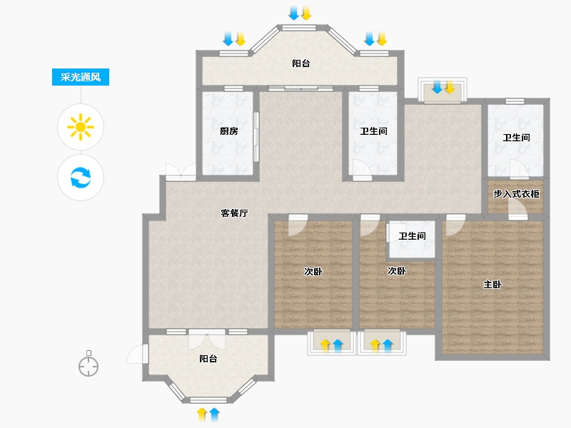 陕西省-榆林市-九溪半岛-166.20-户型库-采光通风