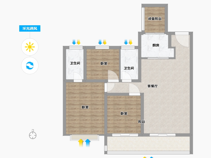 江苏省-无锡市-玖珑悦-92.00-户型库-采光通风