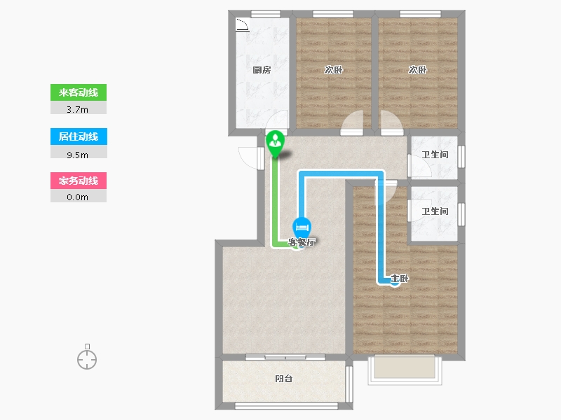 陕西省-榆林市-文庭雅苑-90.36-户型库-动静线