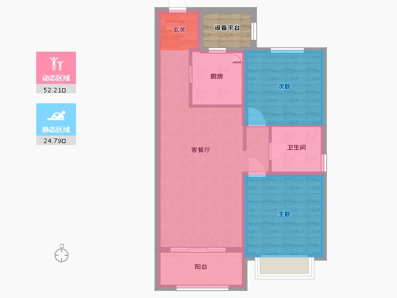 黑龙江省-哈尔滨市-中海时代-72.00-户型库-动静分区