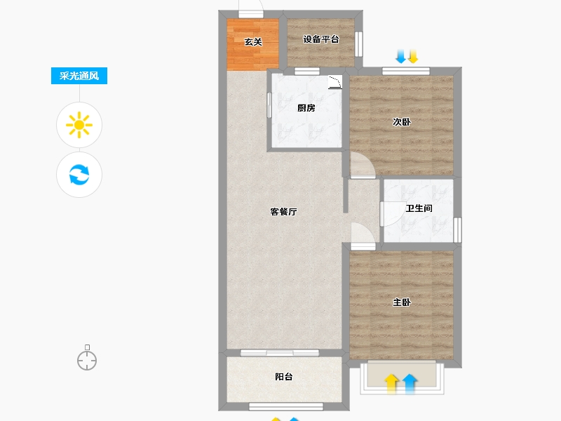 黑龙江省-哈尔滨市-中海时代-72.00-户型库-采光通风