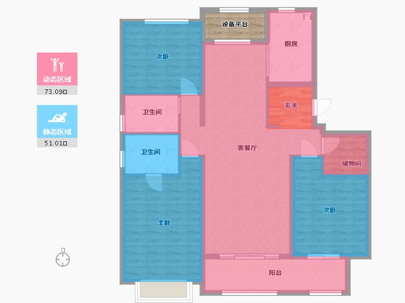 黑龙江省-哈尔滨市-中海时代-115.20-户型库-动静分区