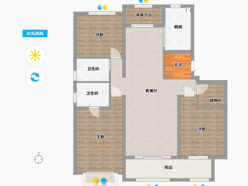 黑龙江省-哈尔滨市-中海时代-115.20-户型库-采光通风