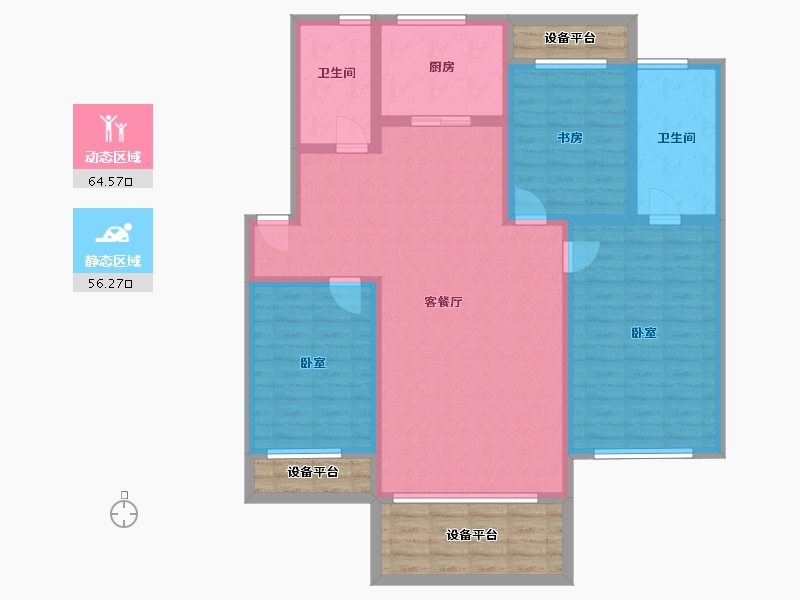 辽宁省-盘锦市-总部生态城·泰郡三期-121.98-户型库-动静分区