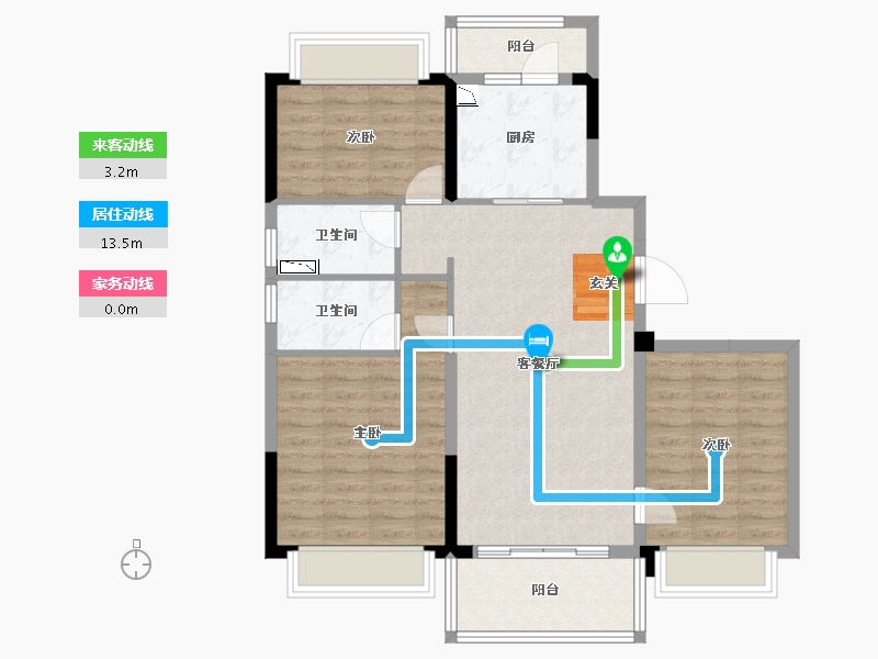 云南省-昆明市-碧桂园东园-89.76-户型库-动静线