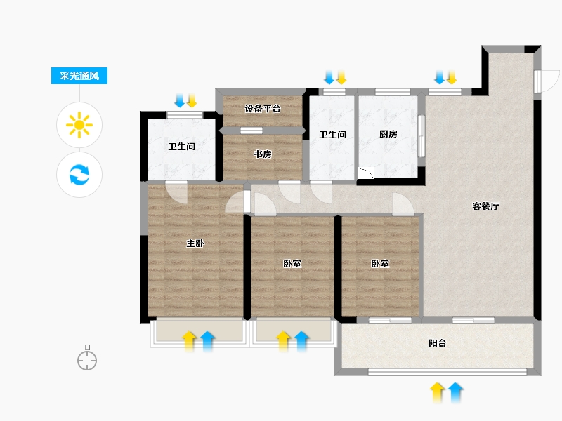 江苏省-常州市-龙湖景粼天著-112.00-户型库-采光通风