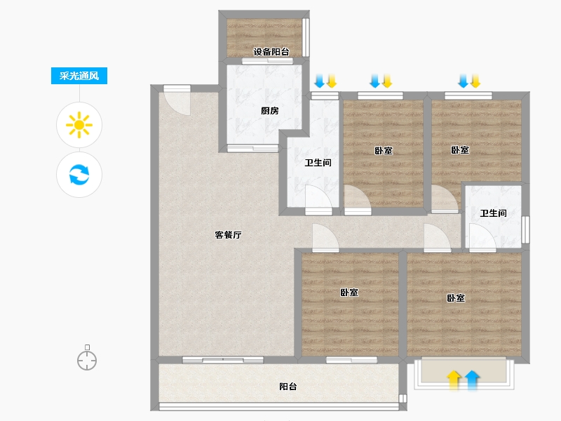 江苏省-无锡市-玖珑悦-110.00-户型库-采光通风