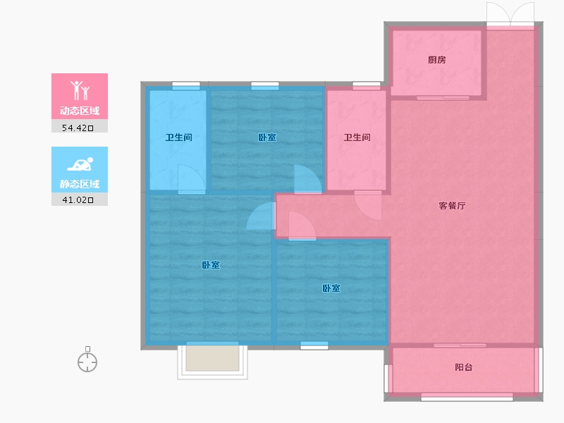 陕西省-西安市-亿科江山悦-87.39-户型库-动静分区