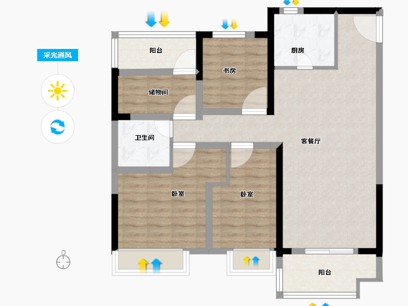 江苏省-徐州市-华地·紫御府-88.00-户型库-采光通风