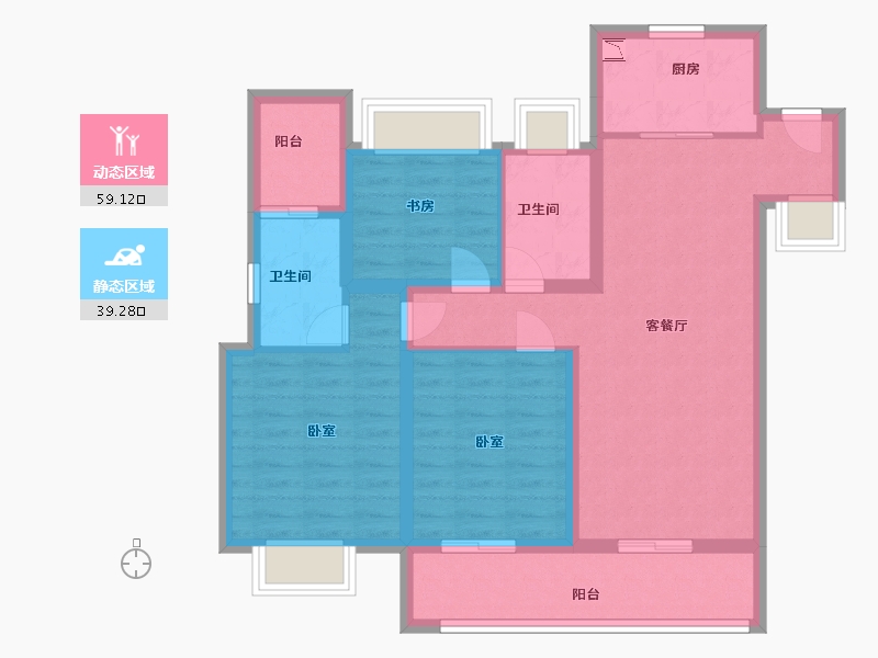 江苏省-无锡市-融创长江映-86.80-户型库-动静分区