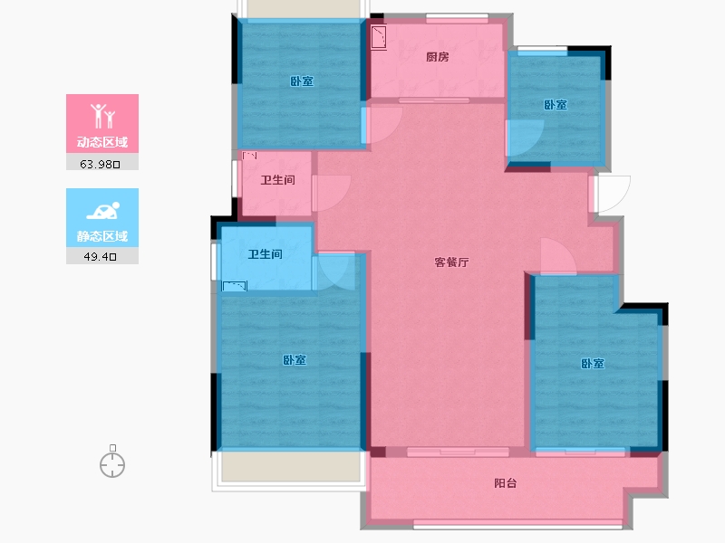 江苏省-常州市-红星铂悦风华-102.00-户型库-动静分区