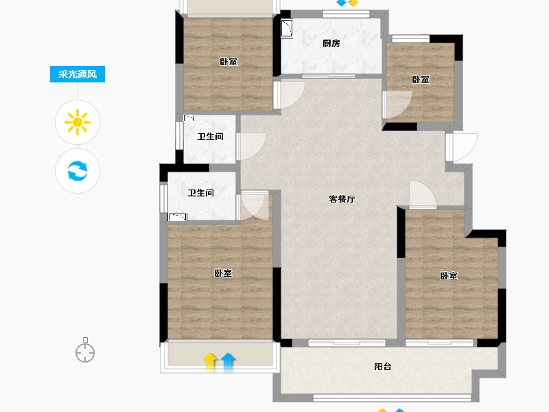 江苏省-常州市-红星铂悦风华-102.00-户型库-采光通风