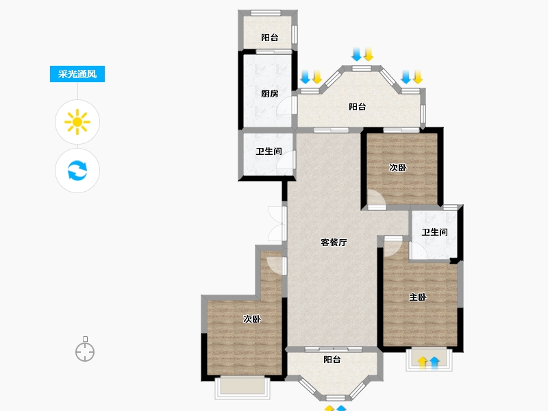 陕西省-榆林市-九溪半岛-114.00-户型库-采光通风