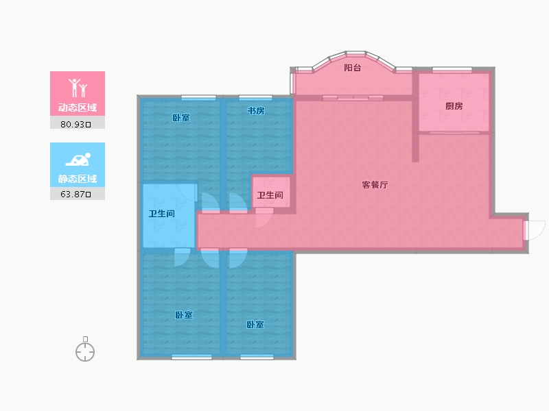 甘肃省-兰州市-华富瑞士名居-130.67-户型库-动静分区