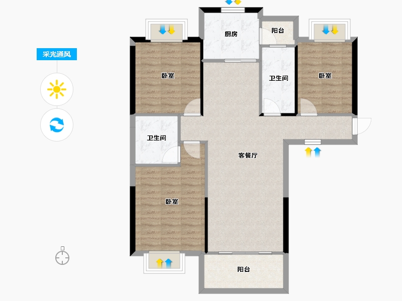 江西省-抚州市-东润学墅壹号-94.48-户型库-采光通风