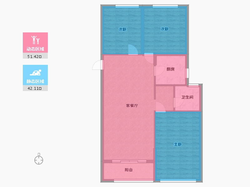 黑龙江省-哈尔滨市-君豪新城-84.80-户型库-动静分区