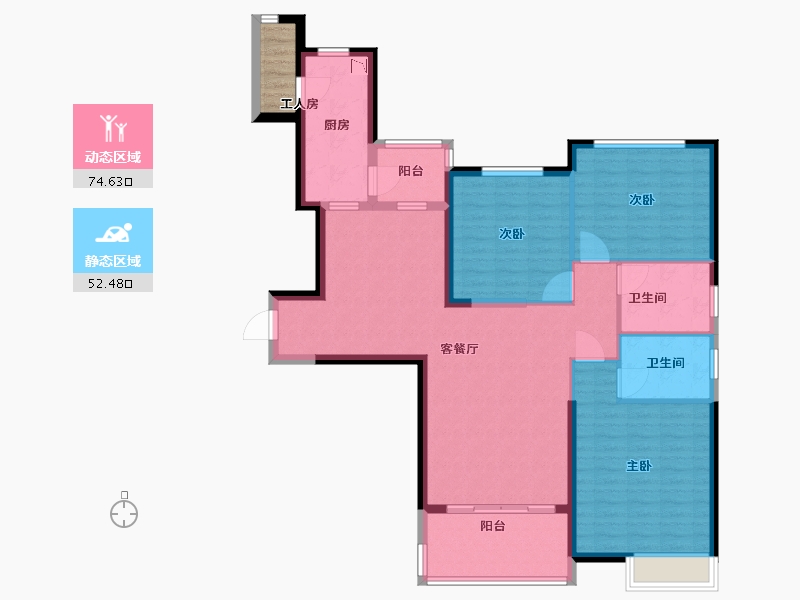 黑龙江省-哈尔滨市-阿城恒大城-117.60-户型库-动静分区