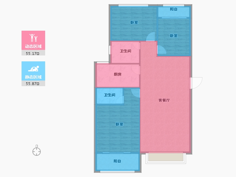 陕西省-渭南市-航运嘉园-102.39-户型库-动静分区