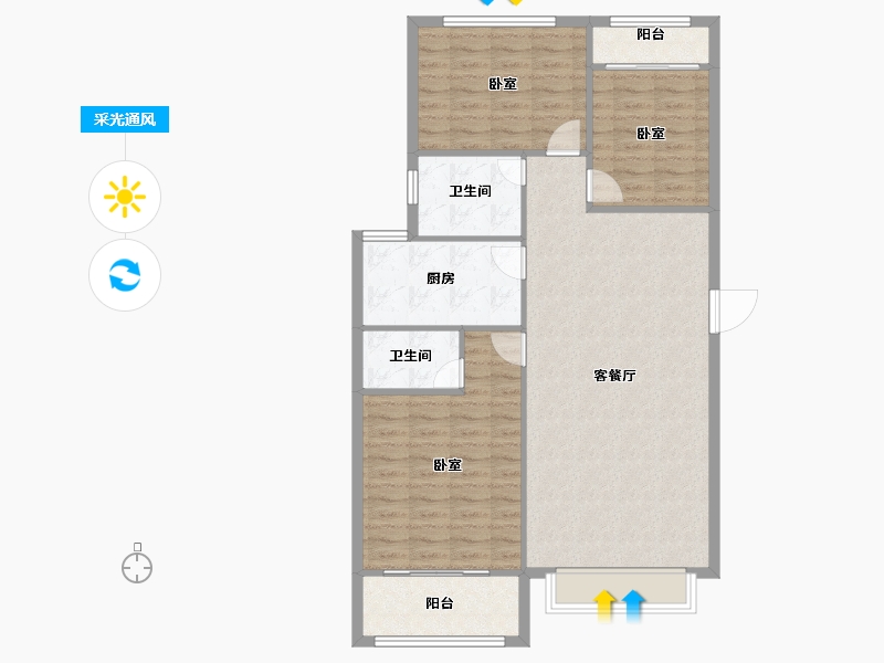 陕西省-渭南市-航运嘉园-102.39-户型库-采光通风