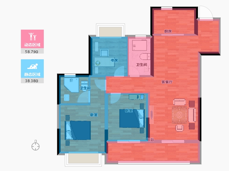 江苏省-南京市-锦麟融誉府-87.00-户型库-动静分区