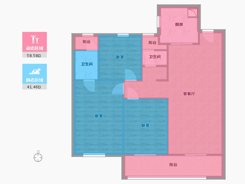 陕西省-西安市-中南·漫悦湾-90.97-户型库-动静分区