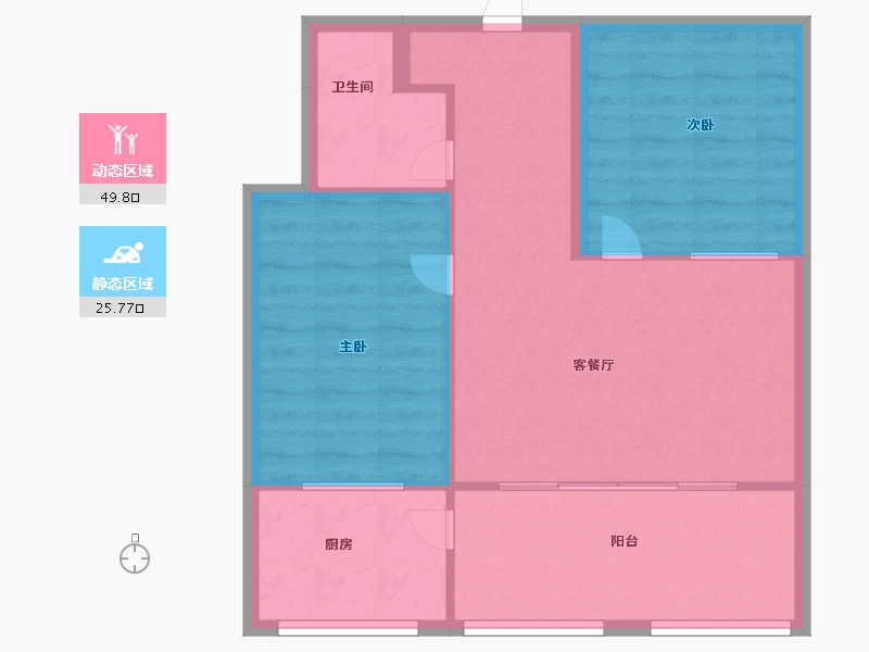 陕西省-榆林市-文庭雅苑-68.60-户型库-动静分区