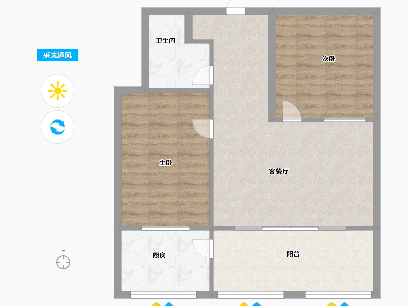 陕西省-榆林市-文庭雅苑-68.60-户型库-采光通风