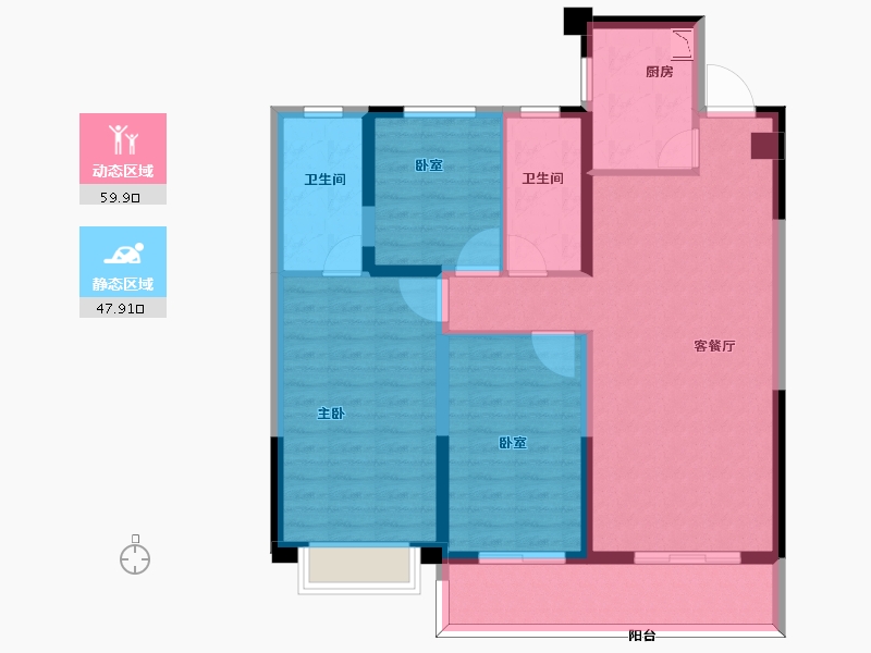 陕西省-西安市-奥园和悦府-96.22-户型库-动静分区