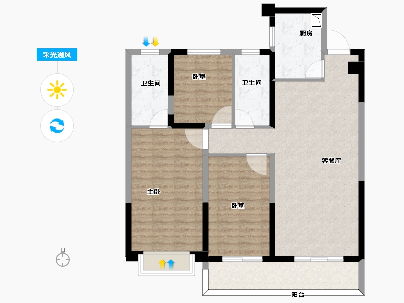 陕西省-西安市-奥园和悦府-96.22-户型库-采光通风