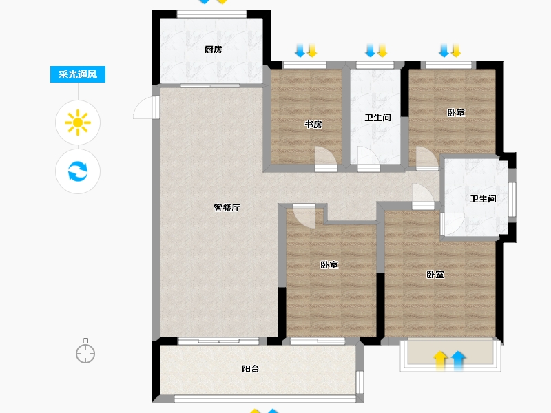 江苏省-无锡市-宝龙TOD未来新城-98.93-户型库-采光通风