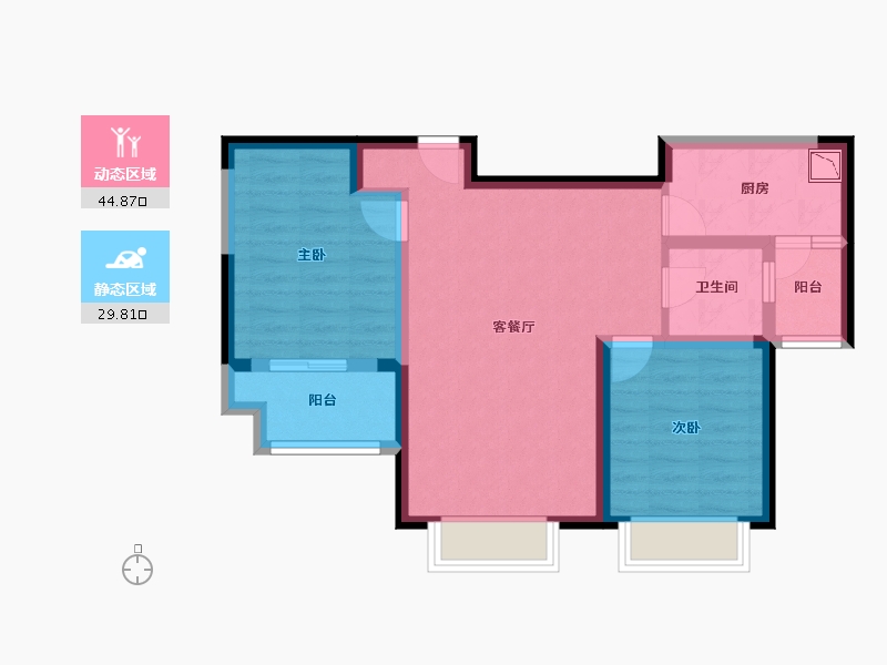 陕西省-榆林市-德通·永和嘉苑-65.49-户型库-动静分区