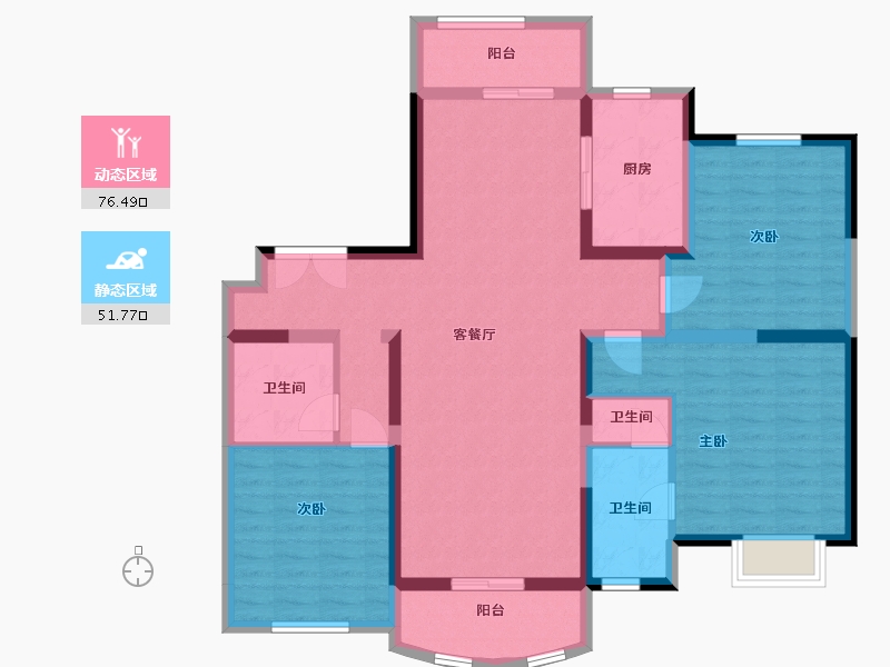 陕西省-西安市-西安星河湾-114.67-户型库-动静分区