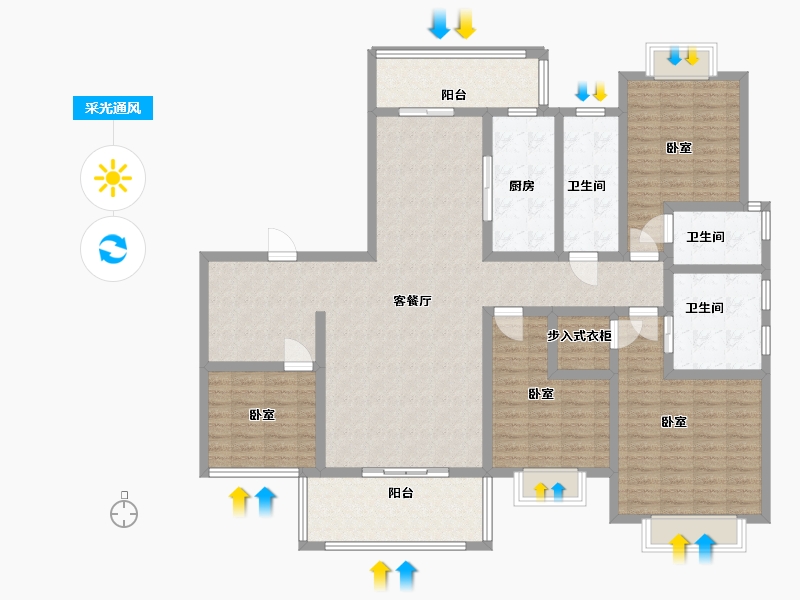 江苏省-苏州市-中航樾玺-156.00-户型库-采光通风