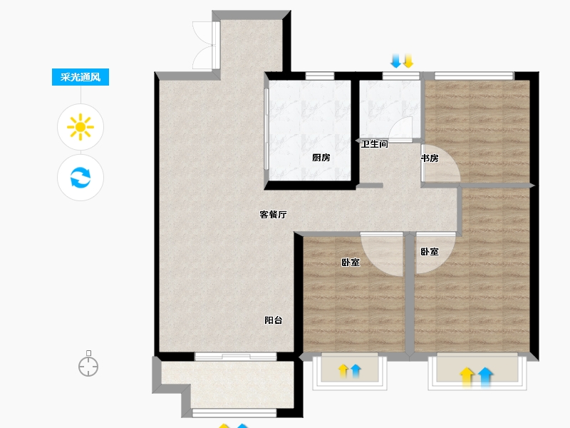 江苏省-徐州市-明发桃源名著-87.00-户型库-采光通风