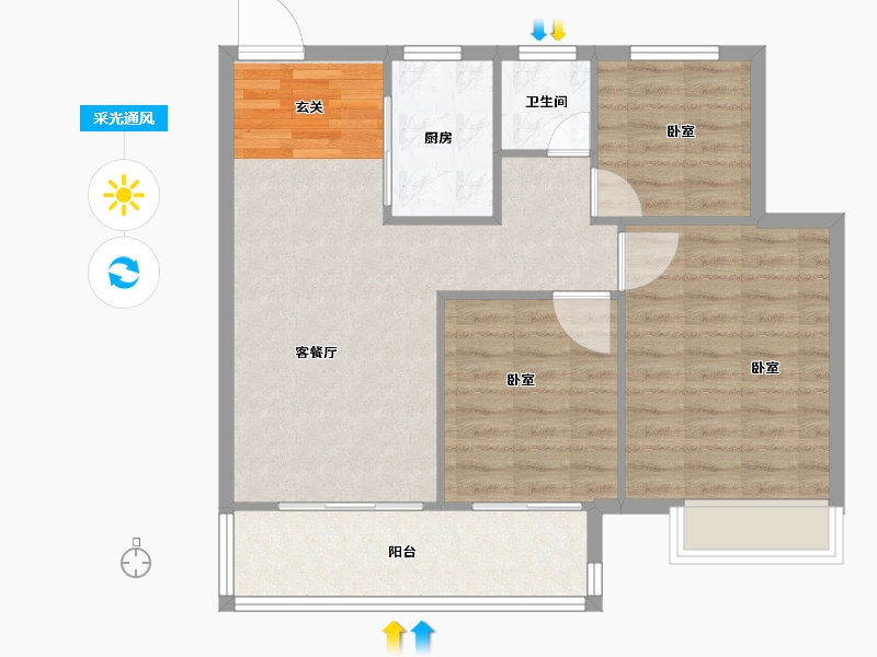 江苏省-徐州市-光明·泉城熙悦-78.00-户型库-采光通风