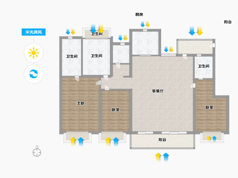 江苏省-无锡市-中梁壹号院-134.95-户型库-采光通风