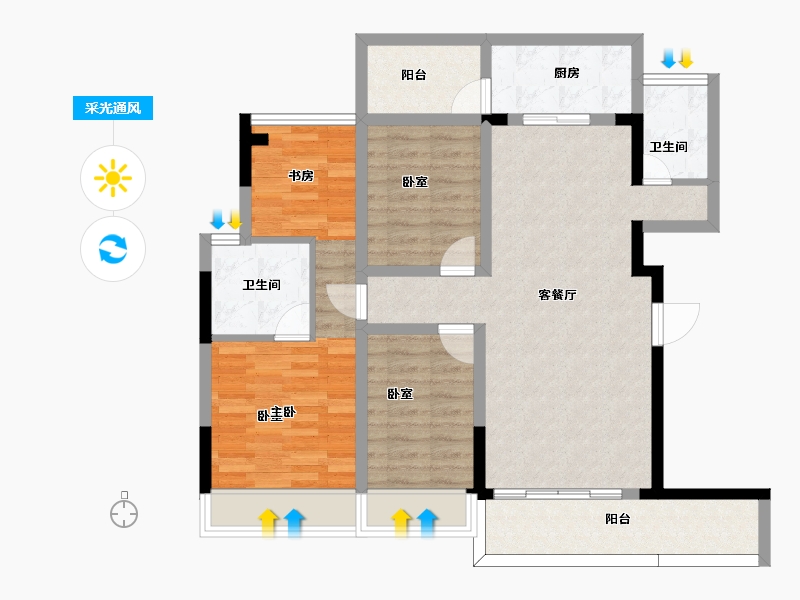 贵州省-安顺市-万银宝郡-94.65-户型库-采光通风