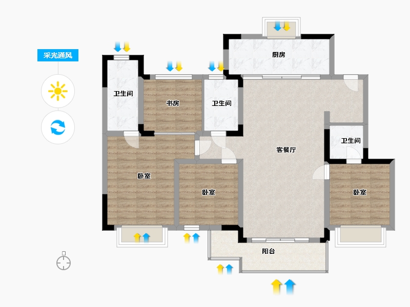 江苏省-无锡市-信义山水嘉庭-114.00-户型库-采光通风