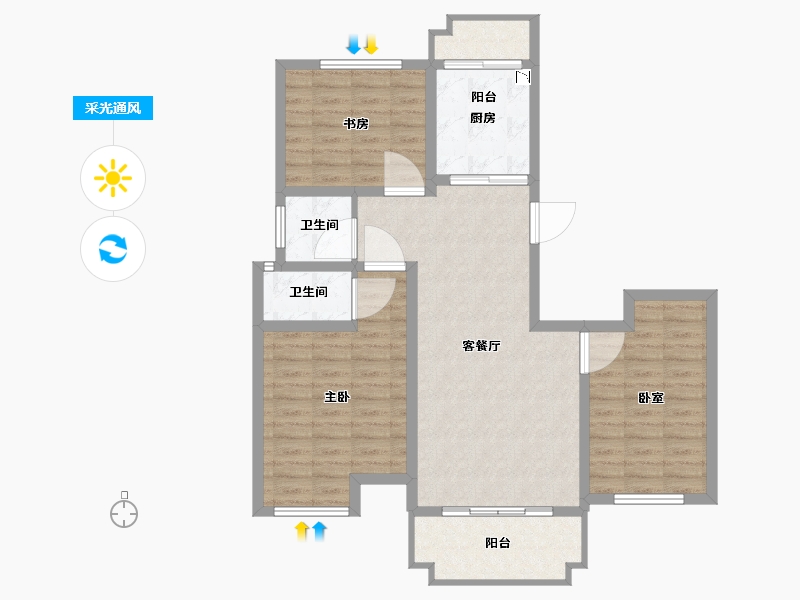 江西省-抚州市-御景华庭-93.30-户型库-采光通风