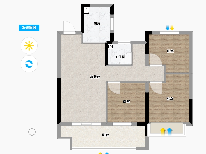 江苏省-常州市-中梁中南拾光印-78.00-户型库-采光通风