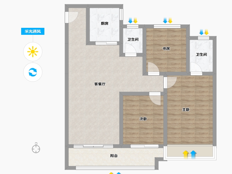 江苏省-徐州市-丽景府-86.50-户型库-采光通风