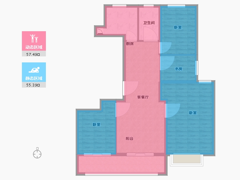 江苏省-无锡市-融创长江映-101.98-户型库-动静分区