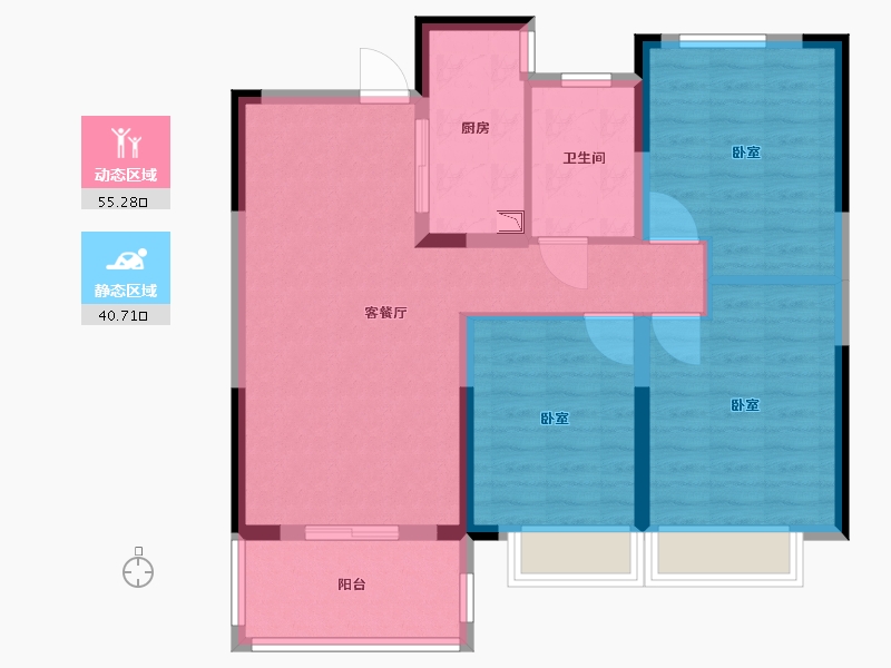 安徽省-宿州市-港利东城-86.00-户型库-动静分区