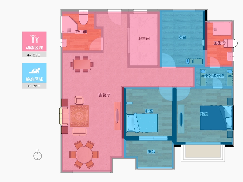 江苏省-南京市-中骏融信雍景台-70.00-户型库-动静分区