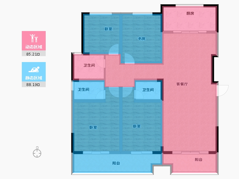 陕西省-西安市-德美·万有引俪-156.24-户型库-动静分区